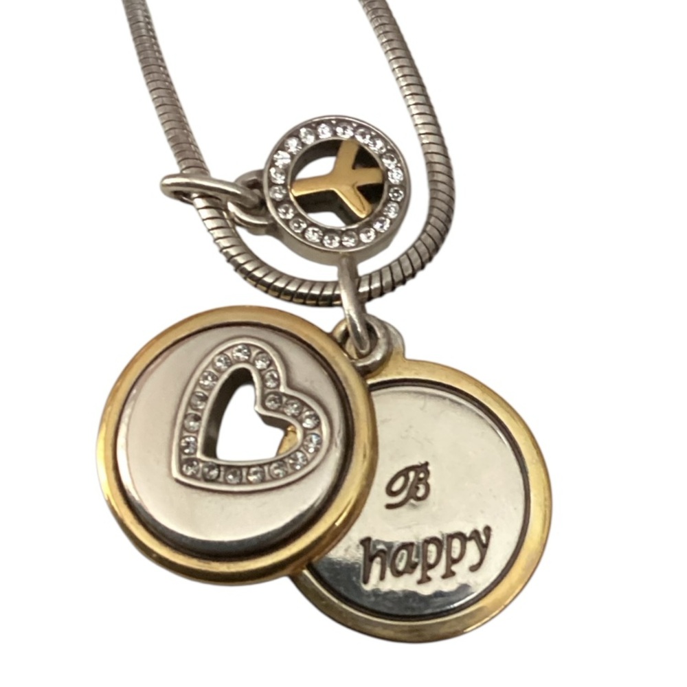 Brighton B Happy Two Tone Peace Heart Pendant Necklace 1843 - Picture 6 of 9